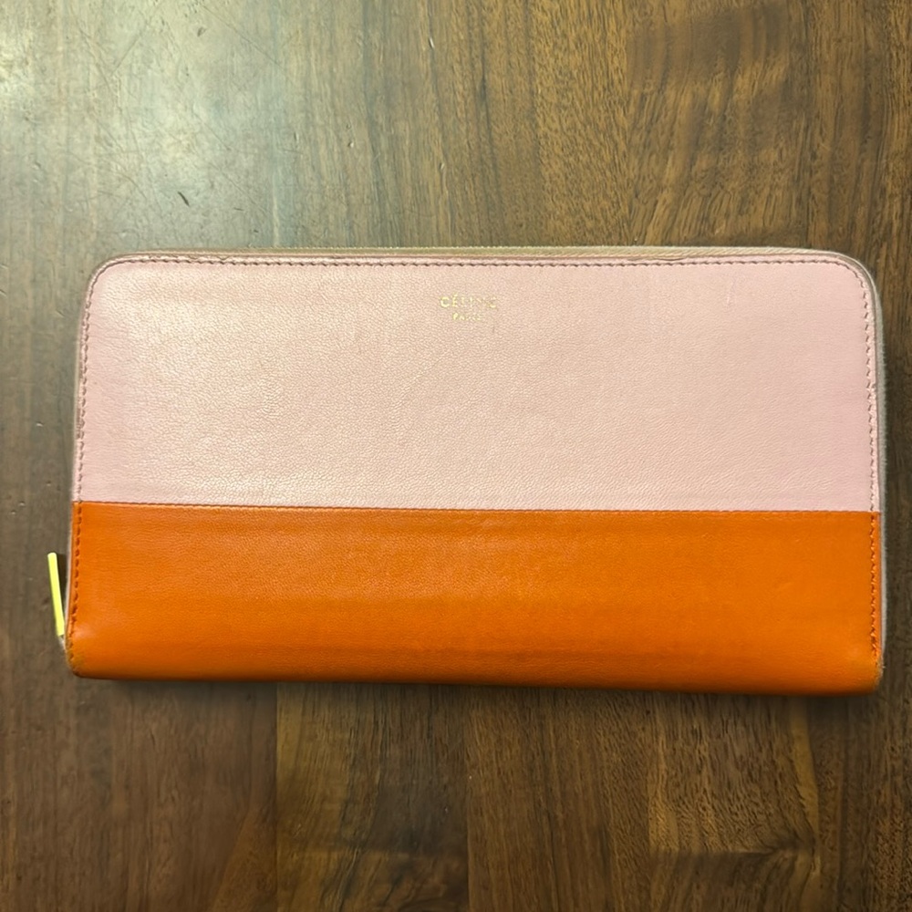 Celine two toned zip around wallet